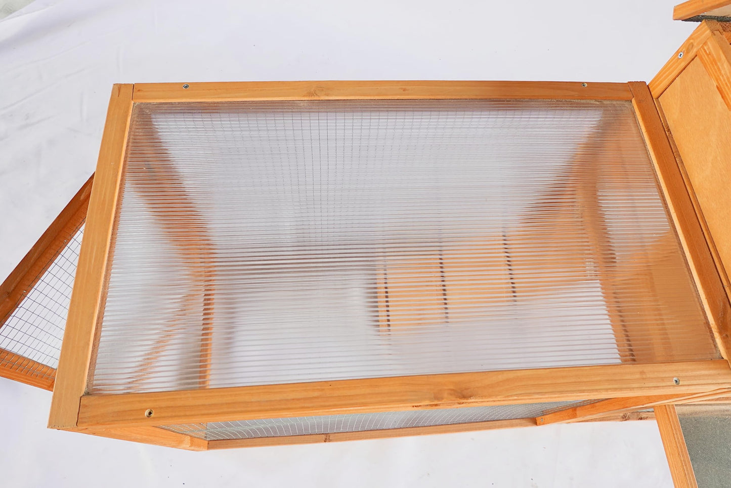 CHURRZZ Outdoor Versatile Wooden Rabbit Cage with Removable Tray, Waterproof Roof, and Ramp for Small Animals,Chicken Coop 31.1×88.19×18.5 Inches