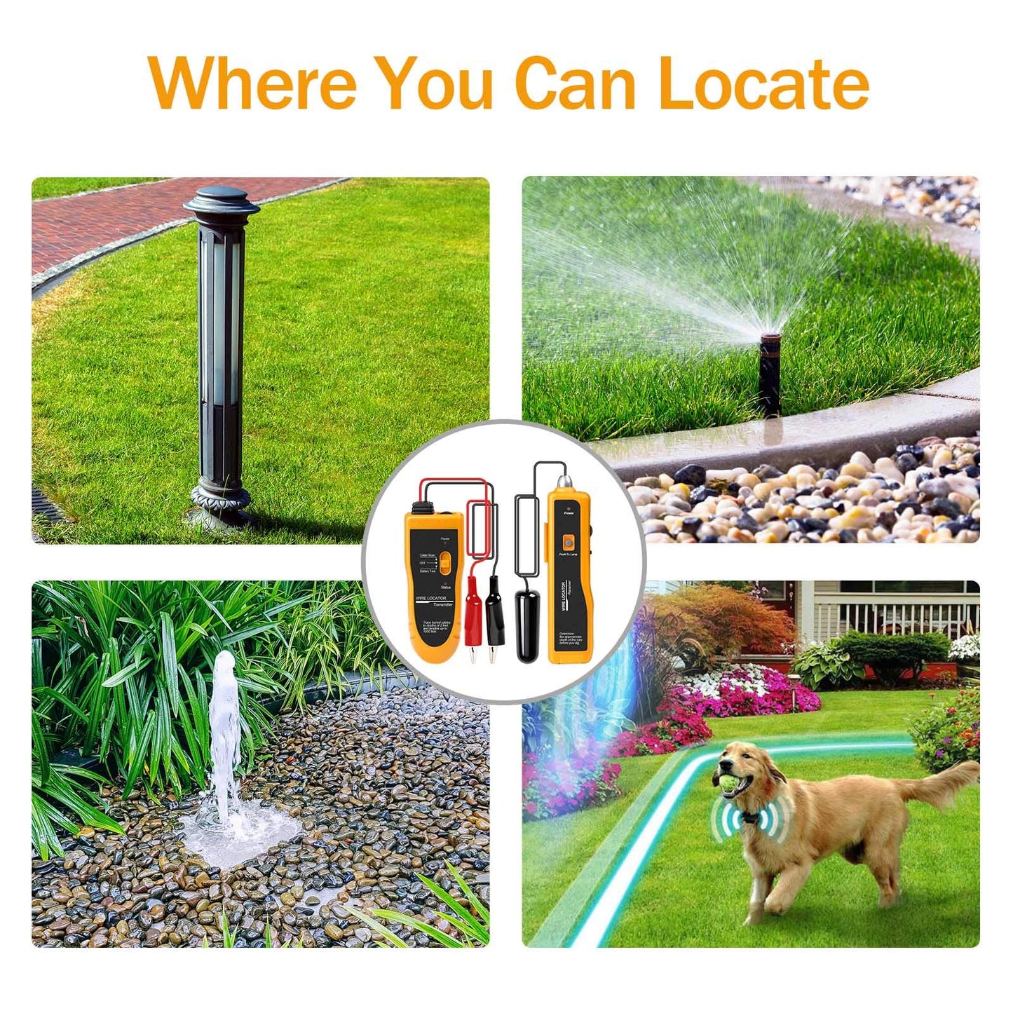 KOLSOL F02 Underground Cable Locator, Wire Tracer with Earphone, Cable Tester for Dog Fence Cables Irrigation Control Wires