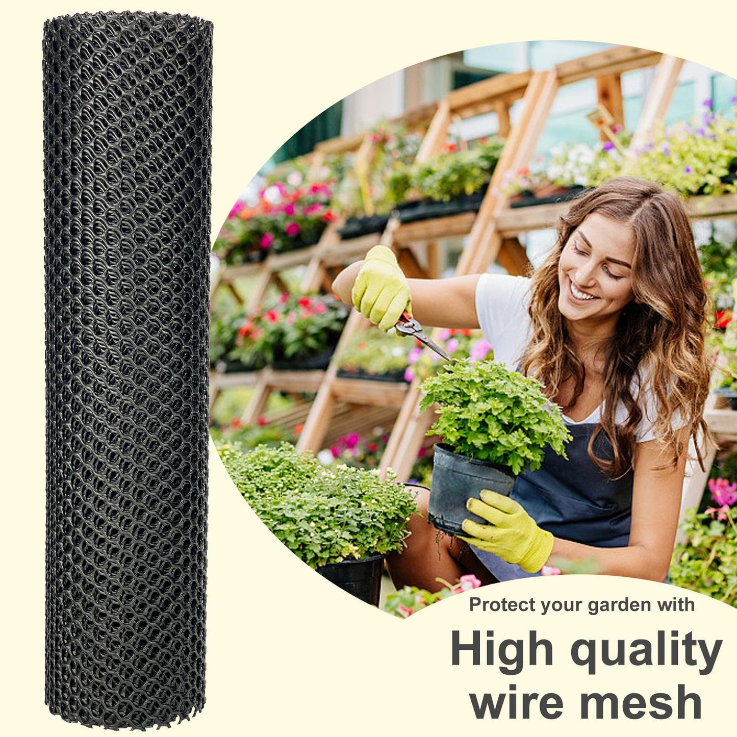 Plastic Wire Mesh Fence 16in x 10Ft Plastic Chicken Wire Mesh for Poultry, Dogs, Rabbit, Snake Barrier & Gardening Versatile Plastic Fencing (16in x 10Ft, Black)