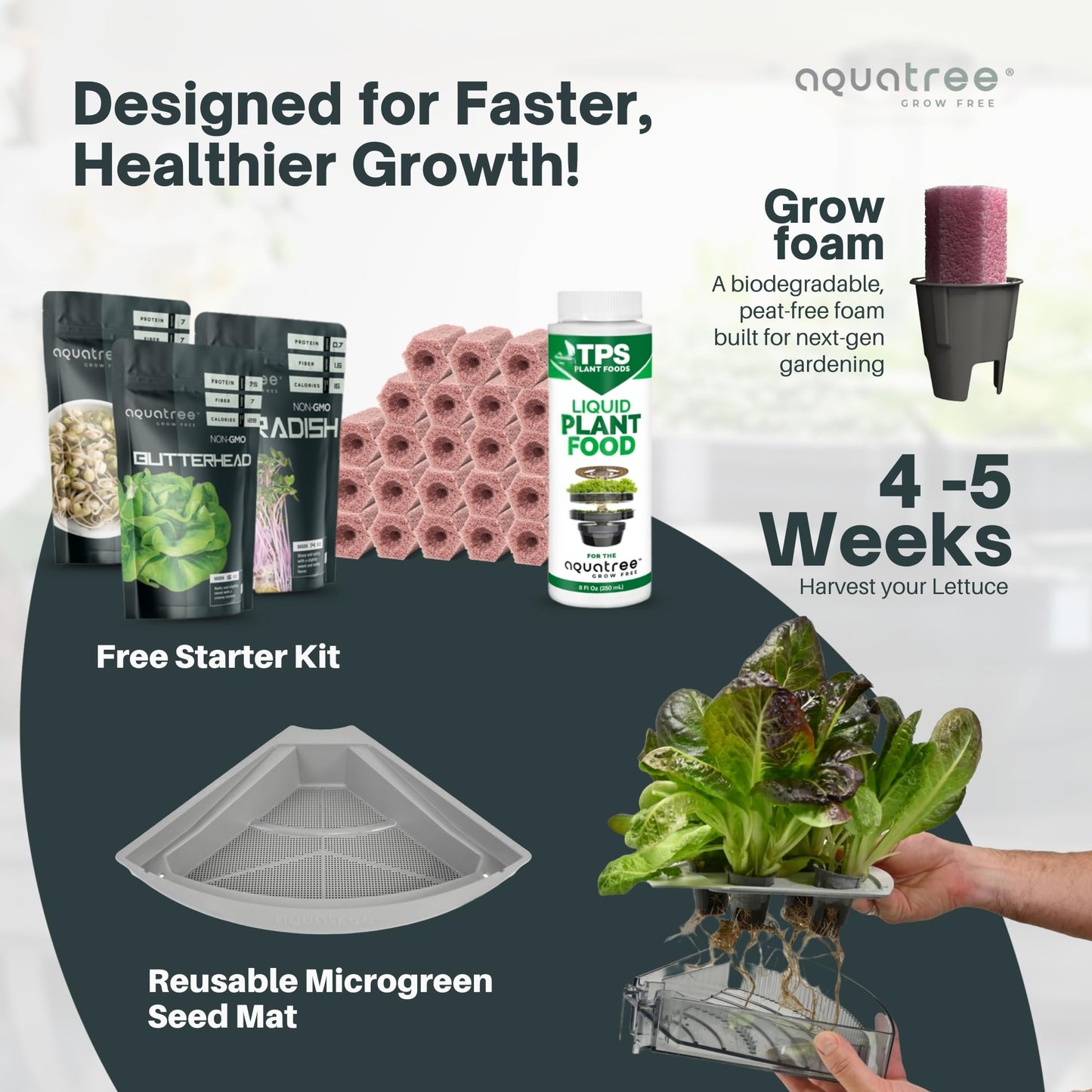 AQUATREE ATL1 Hydroponic Growing System Kit Garden Indoor Tabletop Garden Planter Tower with Self Watering & LED Light - Hydroponic Microgreens, Lettuce, Herbs, Sprouts in Your Home & Kitchen