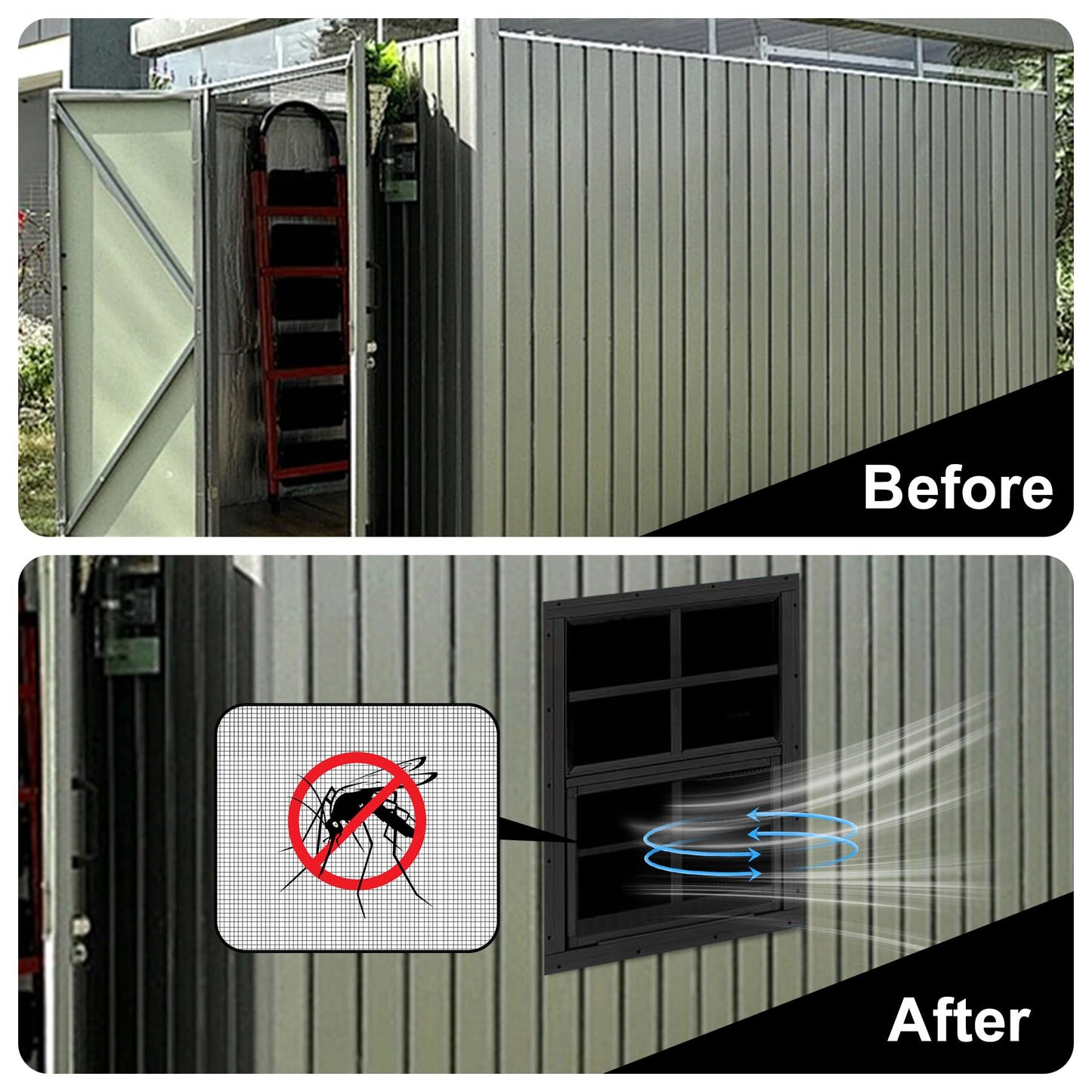 Gaahing 2-Pack 24" x 36" Heavy-Duty Aluminum Shed Windows Kit Flush Mount with Tempered Glass & Fiberglass Screens for Chicken Coops, Barns, Playhouses, Garages
