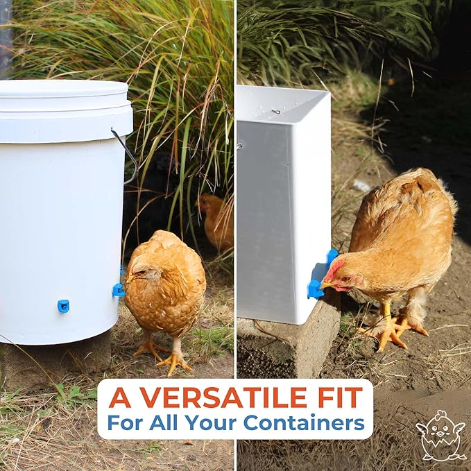 Lil'Clucker Horizontal Chicken Waterer Nipples, Pack of 15 Chicken Nipple Waterer with Drill Bits, Easy Install Automatic Chicken Waterer System, No Leak Chicken Water Feeder, Poultry Waterer - Blue