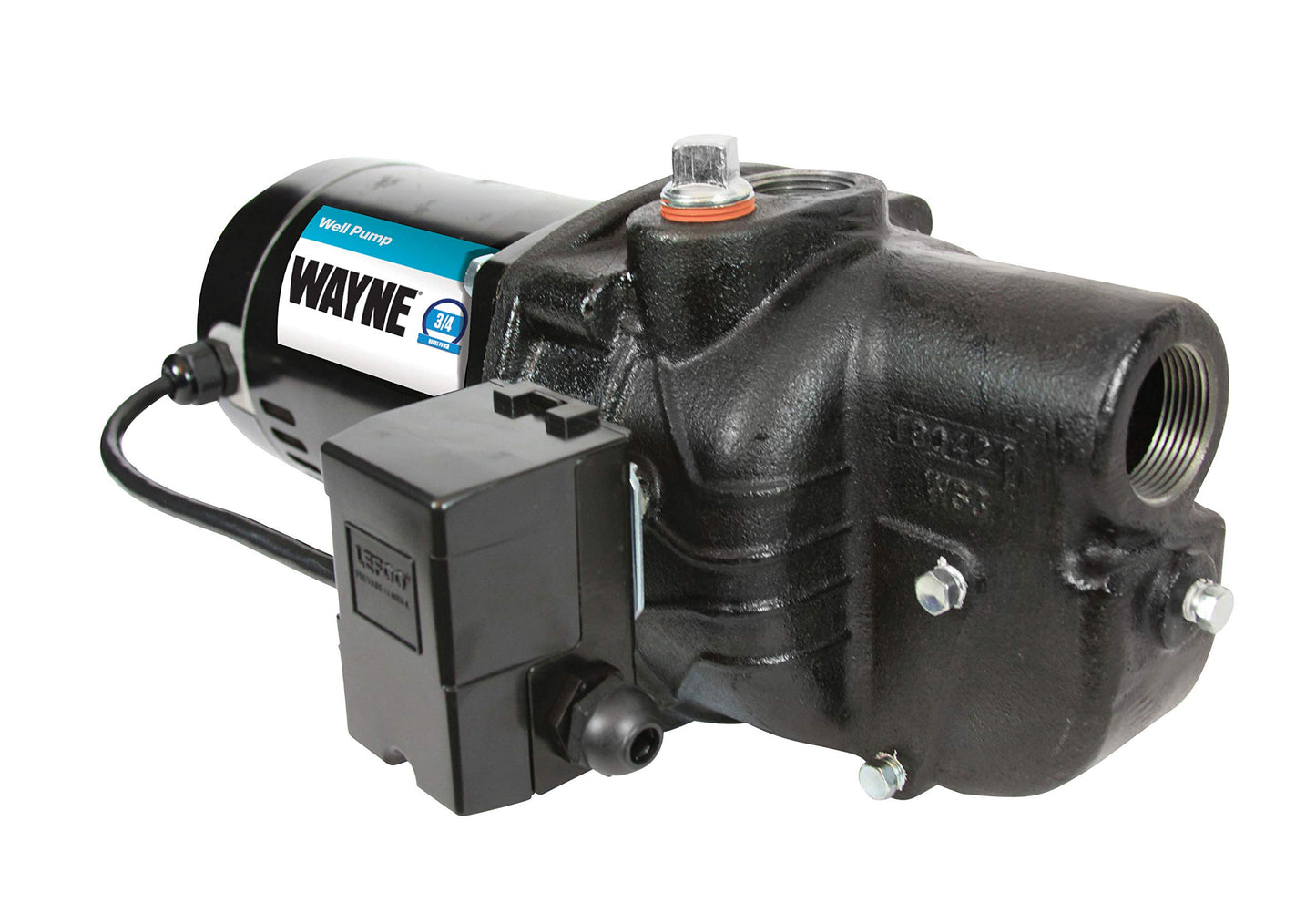 WAYNE SWS75-3/4 HP Cast Iron Shallow Jet Well Pump - Up to 510 Gallons Per Hour - Heavy Duty Shallow Well Pump