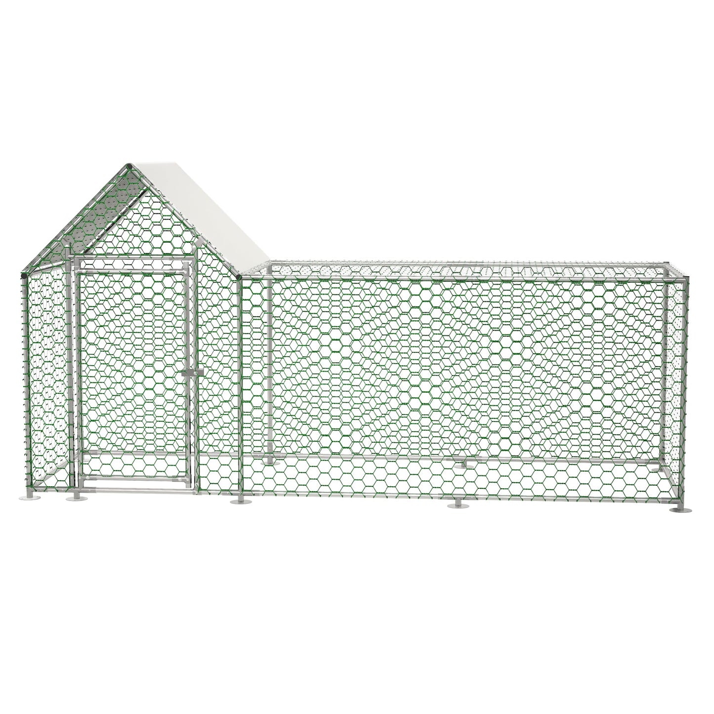 YOPTO Metal Chicken Coop,10x3FT Walk-in Chicken Run,Galvanized Wire Poultry Chicken Hen Pen Cage, Rabbits Duck Cages with Waterproof and Anti-Ultraviolet Cover for Backyard and Farm