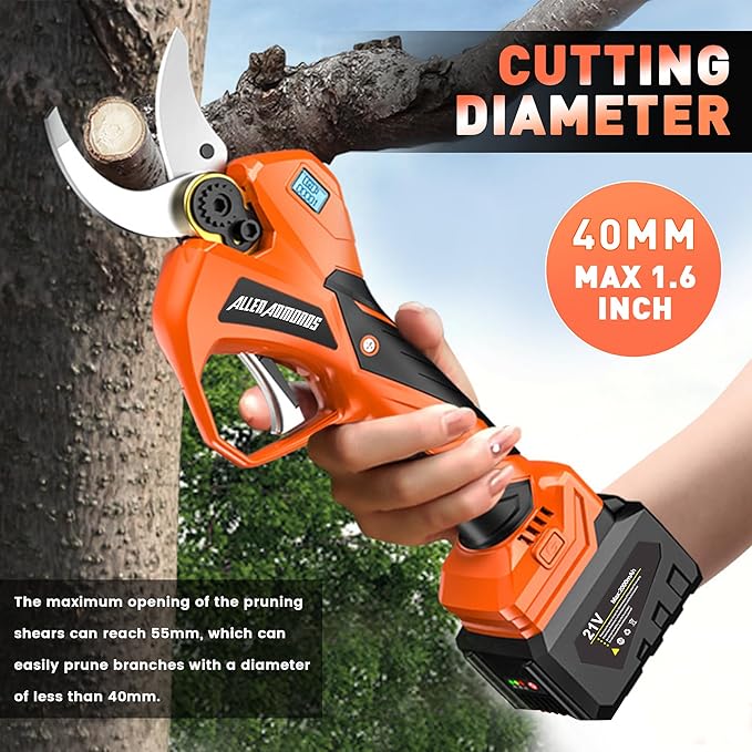 Electric Pruning Shears for Gardening, Cordless Pruner Shears Brushless 1.6 Inch Cutting Diameter, 2 * 2.0Ah Battery Powered Tree Branch Pruner, Professional Branch Cutter Gardening Scissors