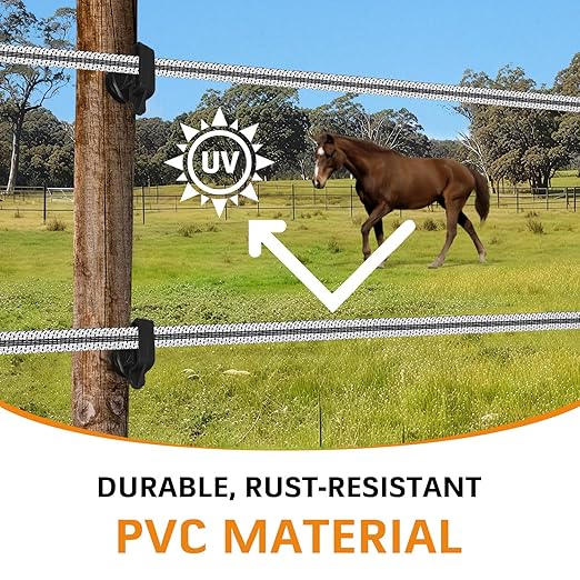Electric Fence Poly Tape, Heavy-Duty Sure Shock PVC, Electric Fence for Livestock, 500ft(152m), 1 Inch, White and Black