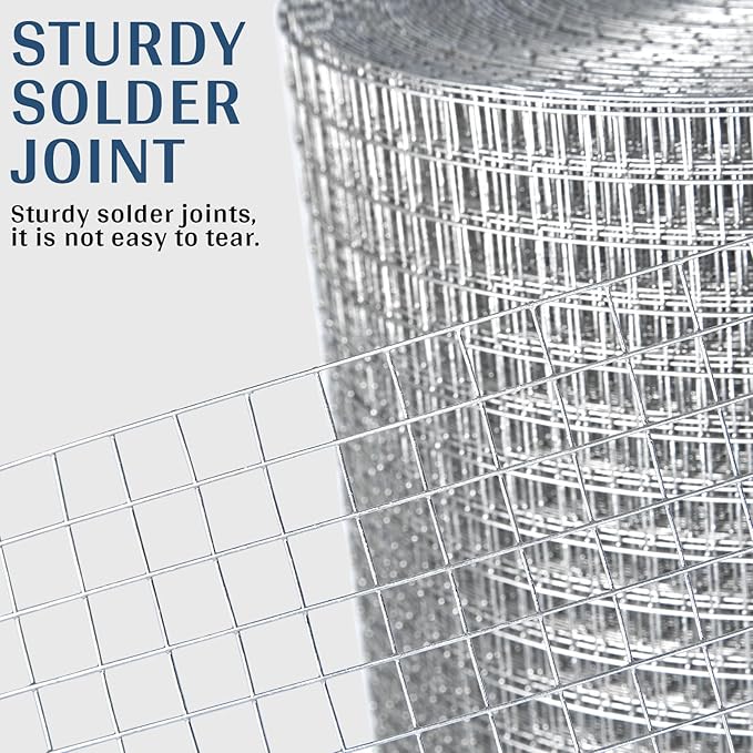 Hardware Cloth 1/4 in. x 2 ft. x 100 ft. 23-Gauge, Galvanized Wire Mesh Roll, Chicken Wire Fencing, Gopher Wire, Garden Fence, Rodent Mesh, Wire Mesh Fence Roll, Rabbit Wire