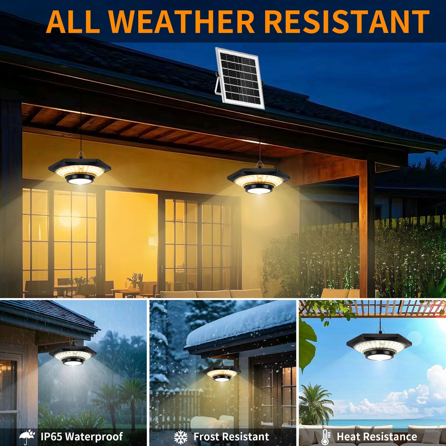ROVOCLO Solar Shed Light, Solar Hanging Pendant Lights with Remote Control Outdoor Indoor for Chicken Coops Sheds Barns