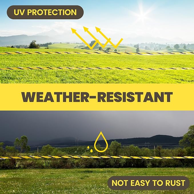 Electric Fence Wire 1/8'' 1312 Feet/400 Meters, UV Wear Rust Resistant, Portable Polyrope Electric Fence Polywire for Livestock, Upgraded 6 Stainless Steel Strands Conductors