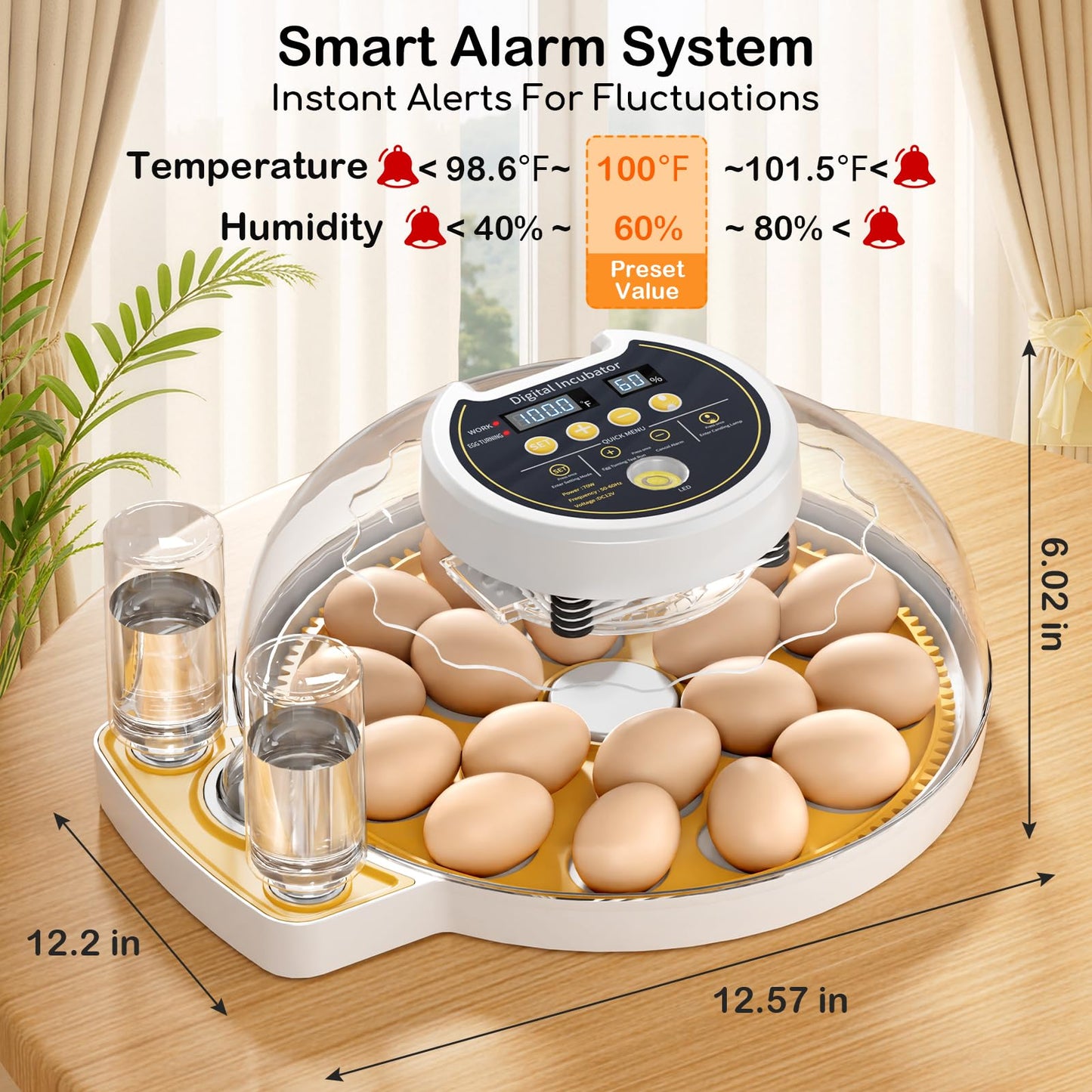 2025 Upgrade 18 Egg Incubator with Automatic Egg Turning and Humidity Control, Egg Incubators for Hatching Eggs Chicken Ducks Goose Quail Pigeon Turkey, Automatic Incubator for Home Classroom Lab Farm