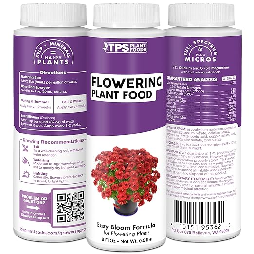 Flowering Plant Food, Complete Liquid Fertilizer for Flowering Plants, 32 oz (1 Quart)