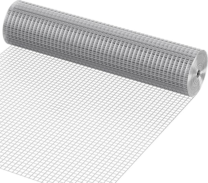 VEVOR Hardware Cloth, 1/2 inch 24in x 25 ft 19 Gauge, Hot Dipped Galvanized Wire Mesh Roll, Chicken Wire Fencing, Wire Mesh for Rabbit Cages, Garden, Small Rodents