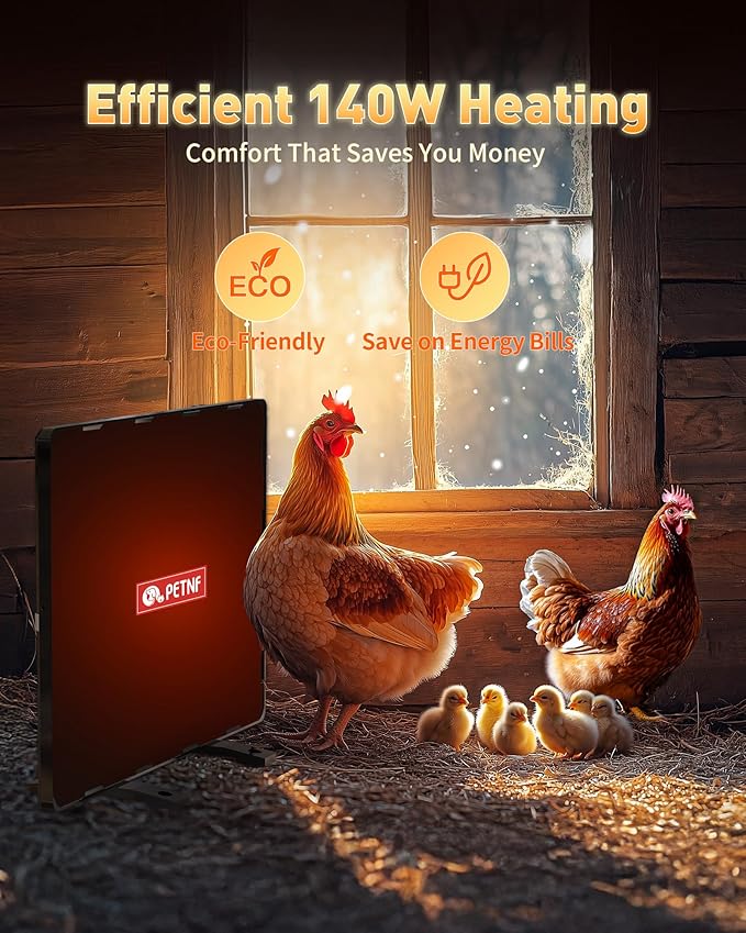 PETNF Chicken Coop Heater 140 Watts Radiant Heat Chicken Heater Energy Efficient Design Safer Than Brooder Lamps Heater for Chicken Coop, Heating Wire UL-Compliant Two Ways to Use, 11.81''x15.74''