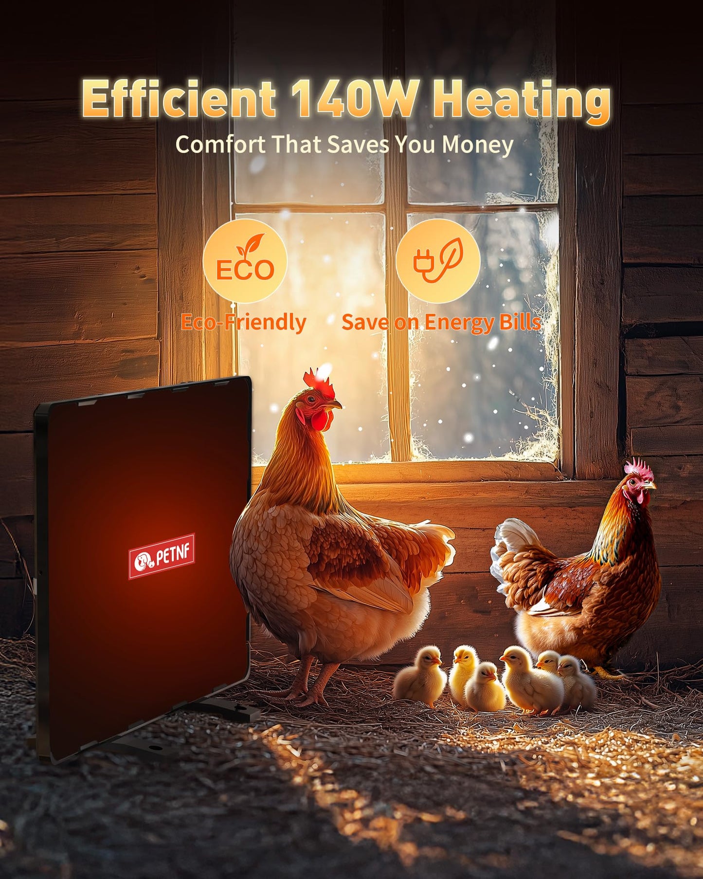 PETNF Chicken Coop Heater 140 Watts Radiant Heat Chicken Heater Energy Efficient Design Safer Than Brooder Lamps Heater for Chicken Coop, Heating Wire UL-Compliant Two Ways to Use, 11.81''x15.74''