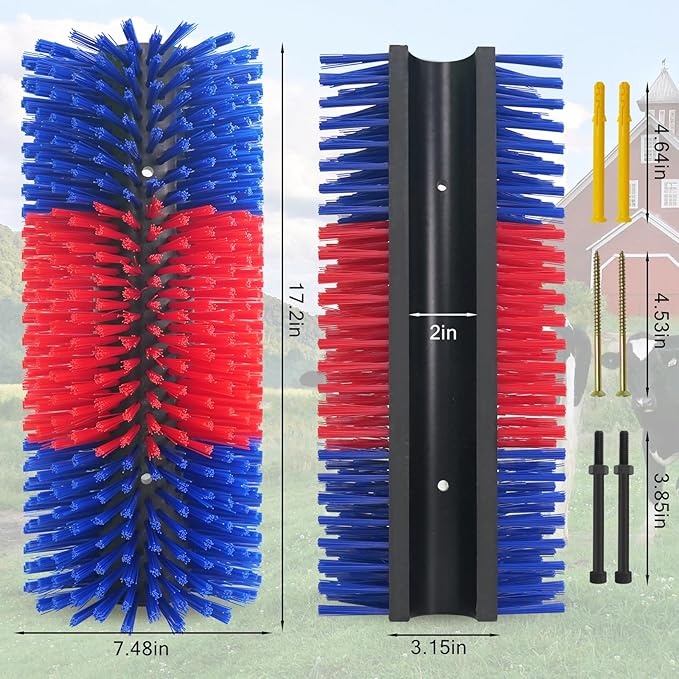 livestock scratching brush cow scratcher Brush horse brushes Full Massage Grooming Brush with 4 Screws for Goat,Cattle,Cow,Sheep, Horses,Pigs and Other Livestock Animal Back Scratching