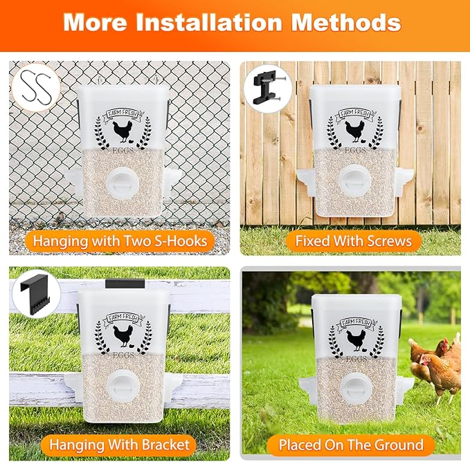 TGEYD Chicken Feeder and Chicken Waterer Set(3 Gal/15 Lb) Hanging Automatic Chicken Feeder, No-Waste Poultry Feeder, Chicken Accessories for Chicken Coop and Chicken Run