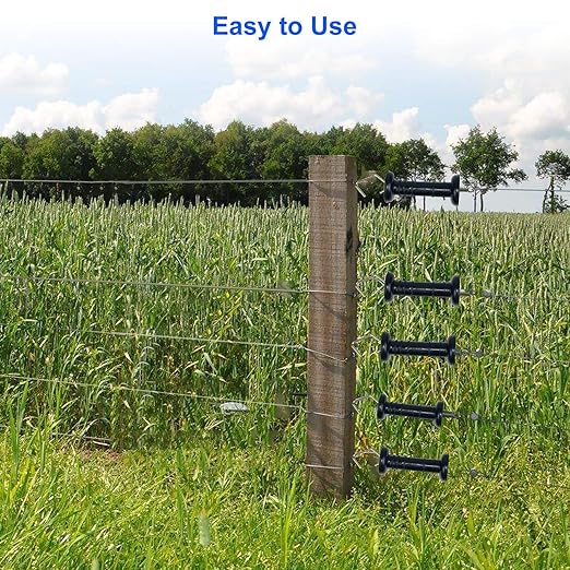 10 Pack Plasitc Electric Fence Gate Handles Insulators Ranch Fences Accessories, Simple Tension Gate Handle with Spring for Electric Fence, Black