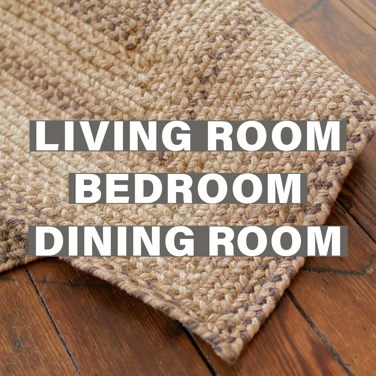 Homespice Cookie Dough Jute Braided Rug 5x8' - Rustic Country Rugs for Living Room and Bedroom for Farmhouse Decor