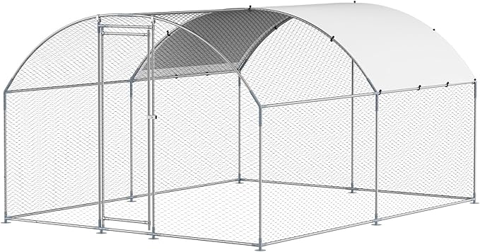 VEVOR Large Metal Chicken Coop with Run, 13.1 x 9.8 x 6.5 ft Walkin Chicken Coop for Yard with Waterproof Cover, Dome Roof Large Poultry Cage for Hen House, Duck Coop and Rabbit Run