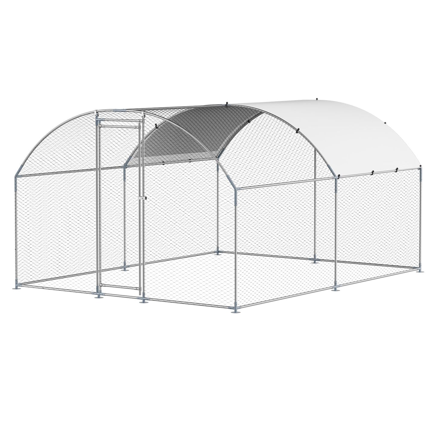 VEVOR Large Metal Chicken Coop with Run, 13.1 x 9.8 x 6.5 ft Walkin Chicken Coop for Yard with Waterproof Cover, Dome Roof Large Poultry Cage for Hen House, Duck Coop and Rabbit Run