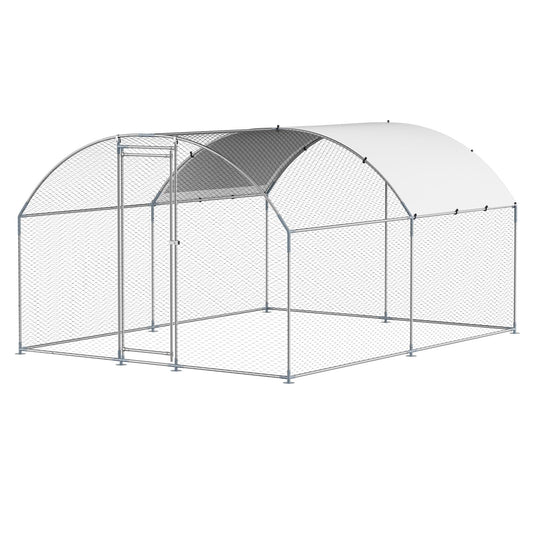 VEVOR Large Metal Chicken Coop with Run, 13.1 x 9.8 x 6.5 ft Walkin Chicken Coop for Yard with Waterproof Cover, Dome Roof Large Poultry Cage for Hen House, Duck Coop and Rabbit Run
