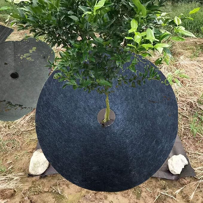 EBaokuup 20 Pack 10.6 Inch Non-Woven Tree Mulch Ring - Degradable Tree Protector Mat, Reusable Tree Weed Barrier Mat for Weed Control Root Protection