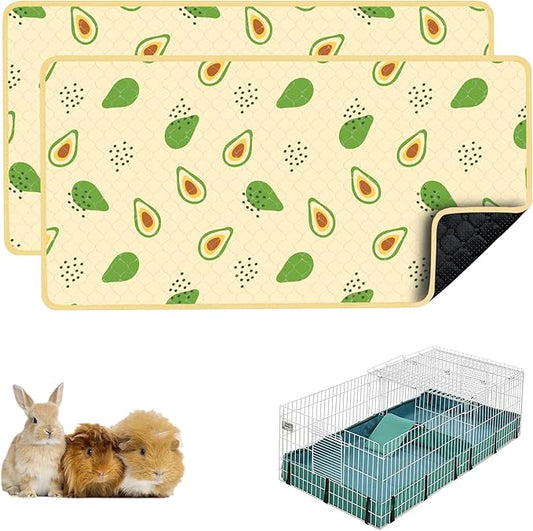 Guinea Pig Bedding, 49x24in 2 Pack Washable Guinea Pig Cage Liners, Waterproof Reusable & Anti Slip, Super Absorbent Guinea Pig Pee Pad for Midwest Cage, Small Animal, Rabbit, Bunny, Yellow