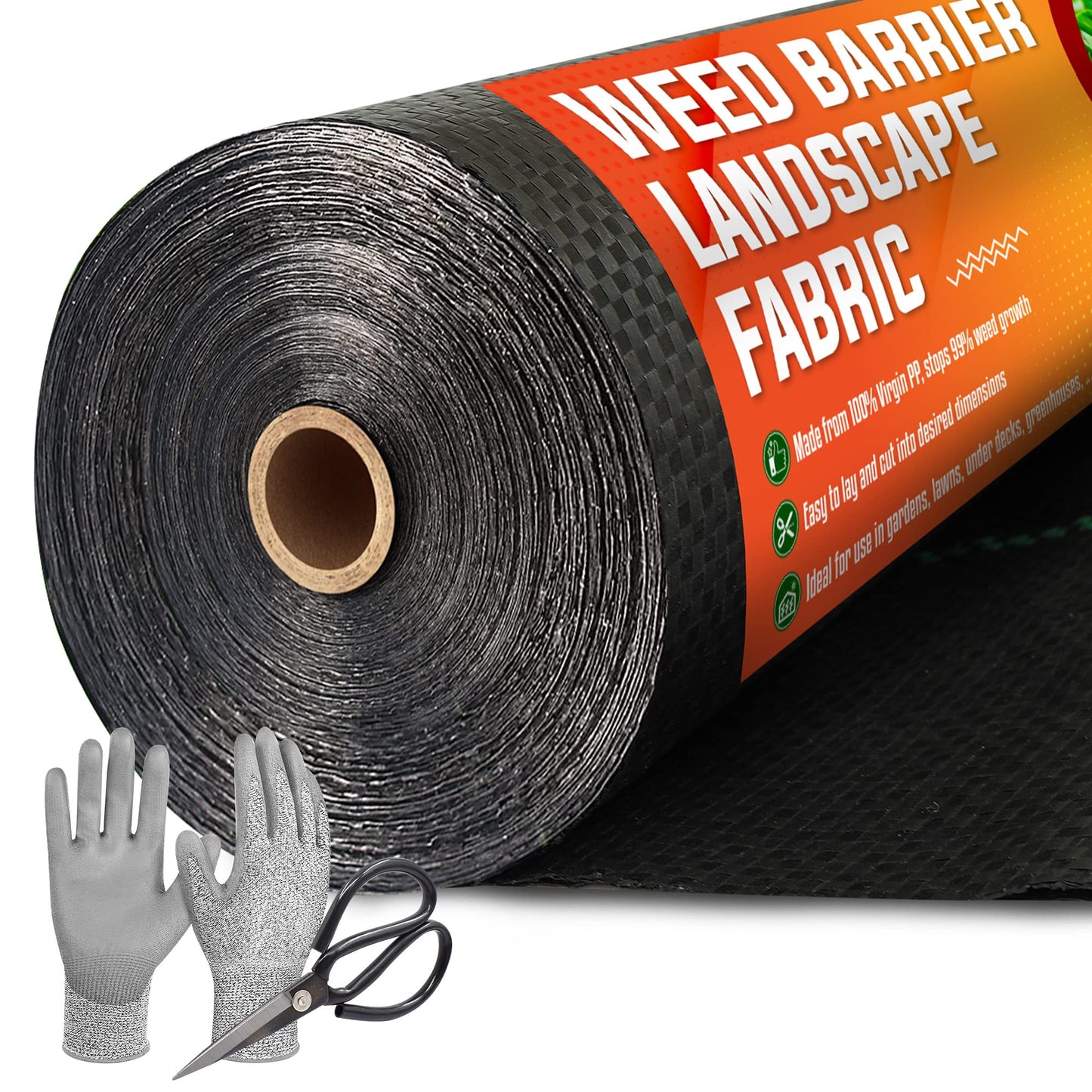 5ftx500ft Garden Weed Barrier Landscape Fabric (including Scissors & Gloves), Large Weed Block Gardening Mat, Heavy Duty Ground Cover Weeds, Superior Weed Landscape Control For Vegetable Projects.