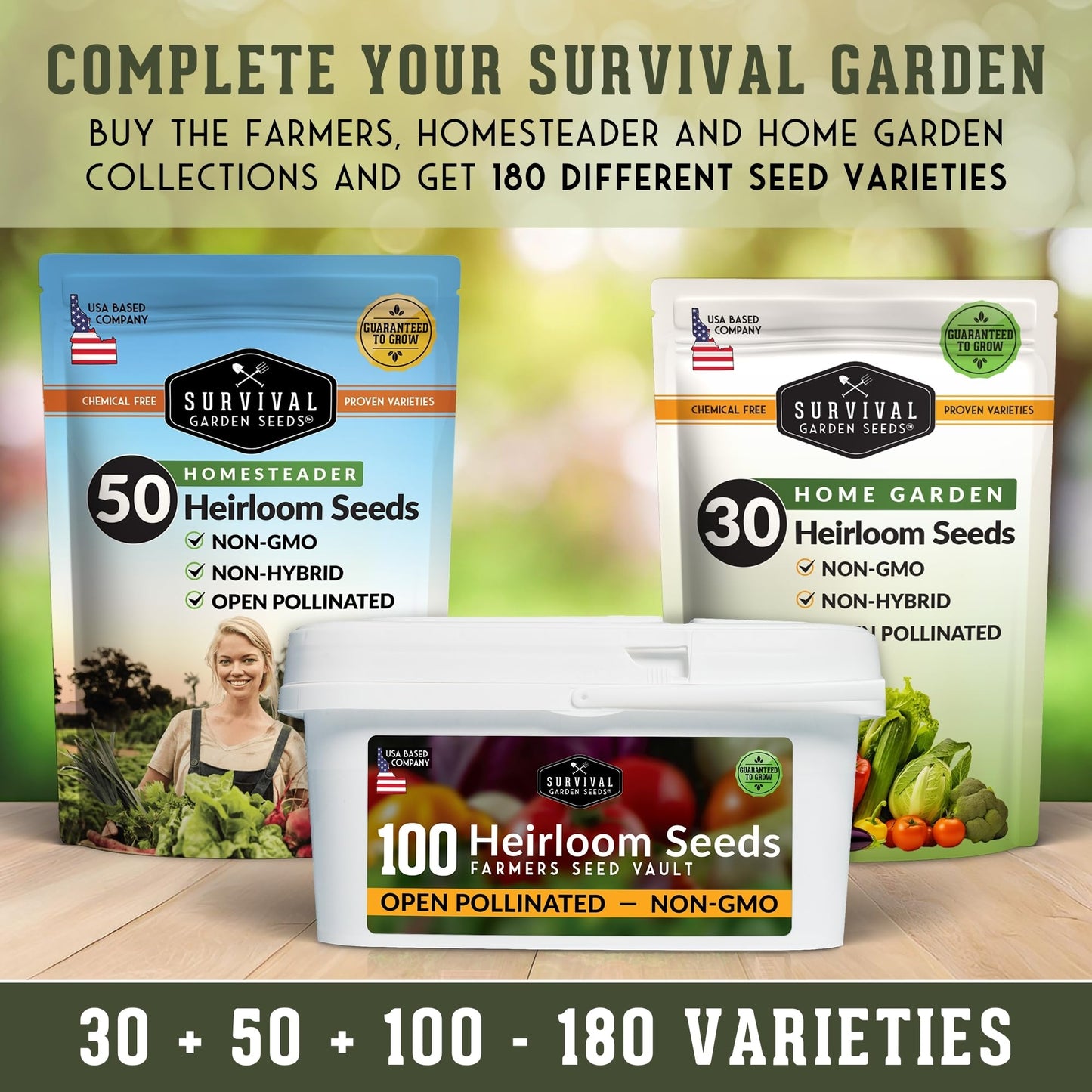 Survival Seed Vault – 100 Heirloom Vegetable Seeds for Planting | Non-GMO Farmer Collection for Indoor & Outdoor Gardening, Victory Garden, Long-Term Storage