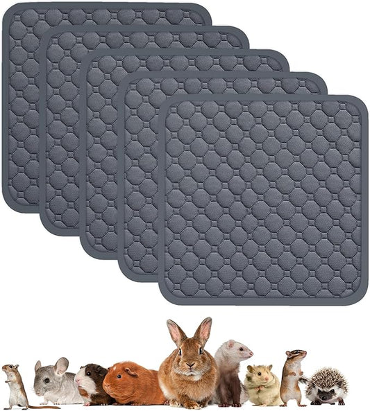 Guinea Pig Cage Liners, 14x14in 5Pack Washable Guinea Pig Fleece Bedding for Midwest, C&C Cage, Reusable & Anti Slip & Waterproof, Absorbent Guinea Pig Pee Pad for Small Animal, Rabbit, Bunny