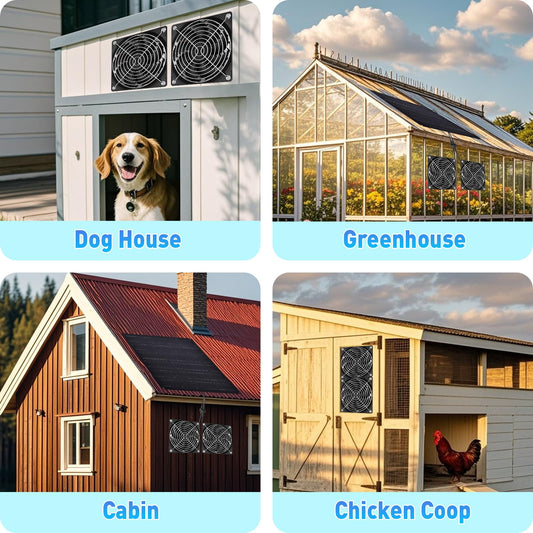 HASDSAGY Solar Powered Fan, Solar Panel Fan 15W Solar Ventilation Exhaust Fan Waterproof for Outdoor Shed Chicken Coops Greenhouse Doghouses Pet House for Intake or Exhaust Air Cooling