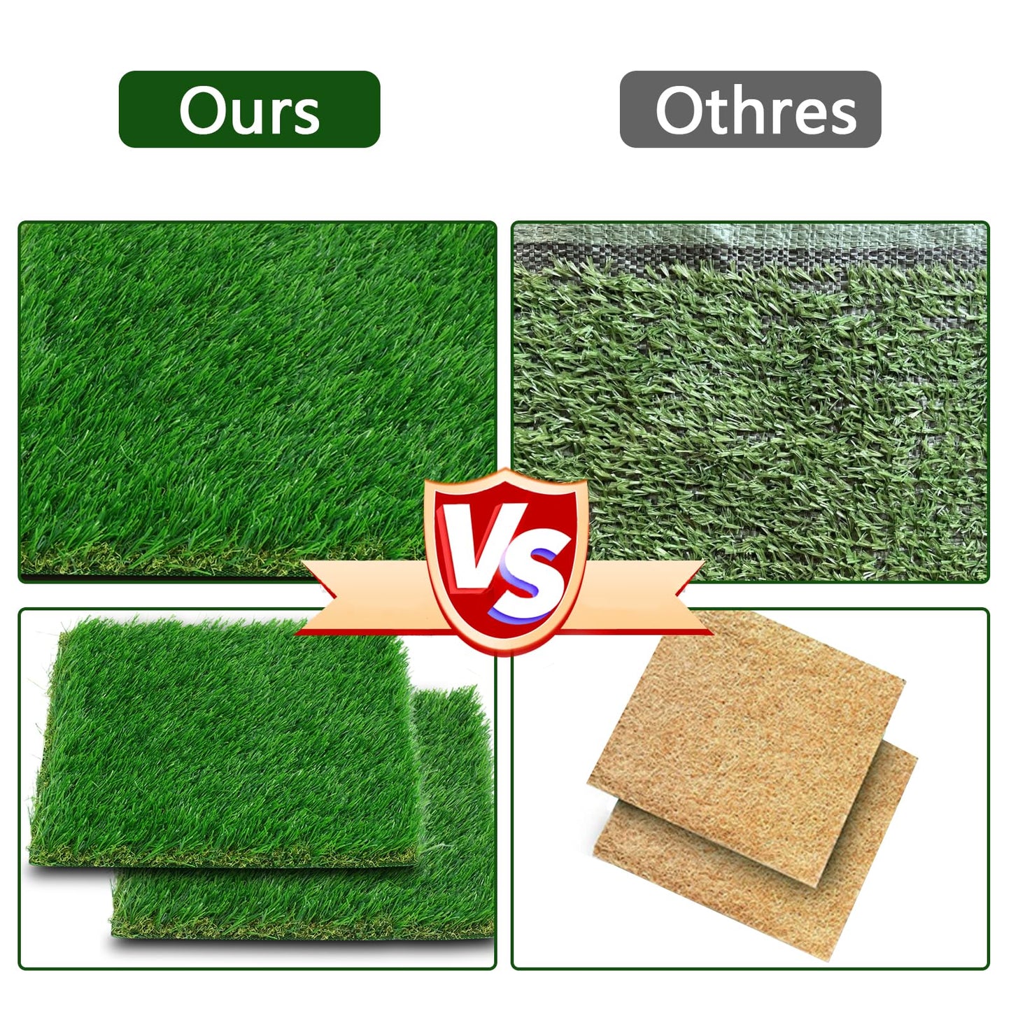 Chicken Nesting Box Pads , Washable Artificial Grass Nesting Mats Cuttable Chickens Nest Box Bedding Liners Reusable Nesting Pads for Chicken Coop Egg Duck Chicks Goose 12x12x1.35inch (6PACK)