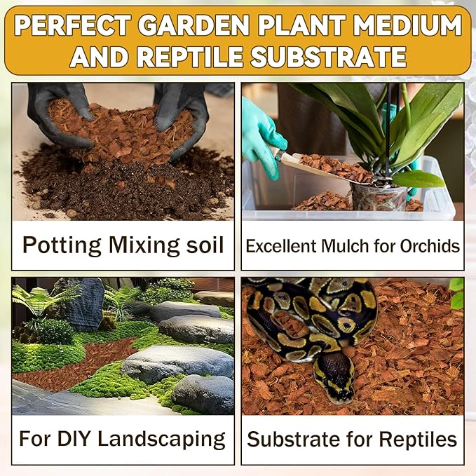 Zeedix 6 Pack Coco Husk Chips for Plants, 100% Organic Coconut Chips Mulch with Low EC & PH Balance, All Purpose for Indoor Plant Flowers Herbs Vegetables, Reptiles Terrarium Tanks Substrate(6.6LB)
