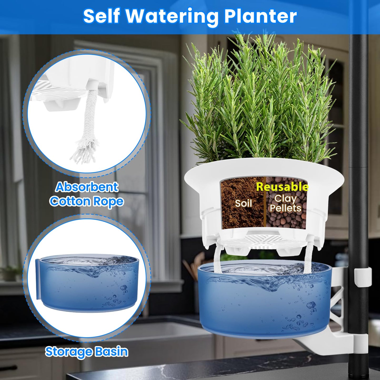 Smart Plant Lights for Indoor Growing,Venus Fly Trap Terrarium Kit with Light&Stand,Self Watering Pots for Indoor Plants,Smart Plant Pot with LED Grow Light&Timer for Succulents,Herbs,Flower