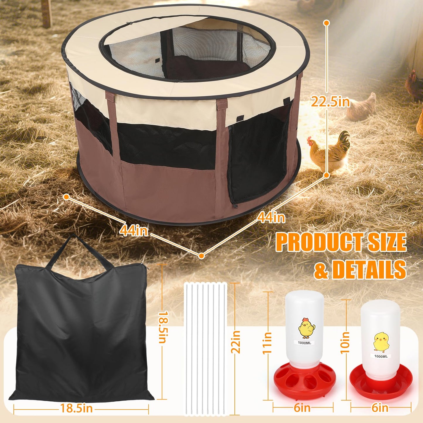 Chicken Brooder Box for Chick Starter Kit - 2025 Upgrade XL (Extra Large) Double Door Chick Brooder Pen/Chicken Playpen/Holds Up to 20 Baby Chicks, Ducklings, Quail