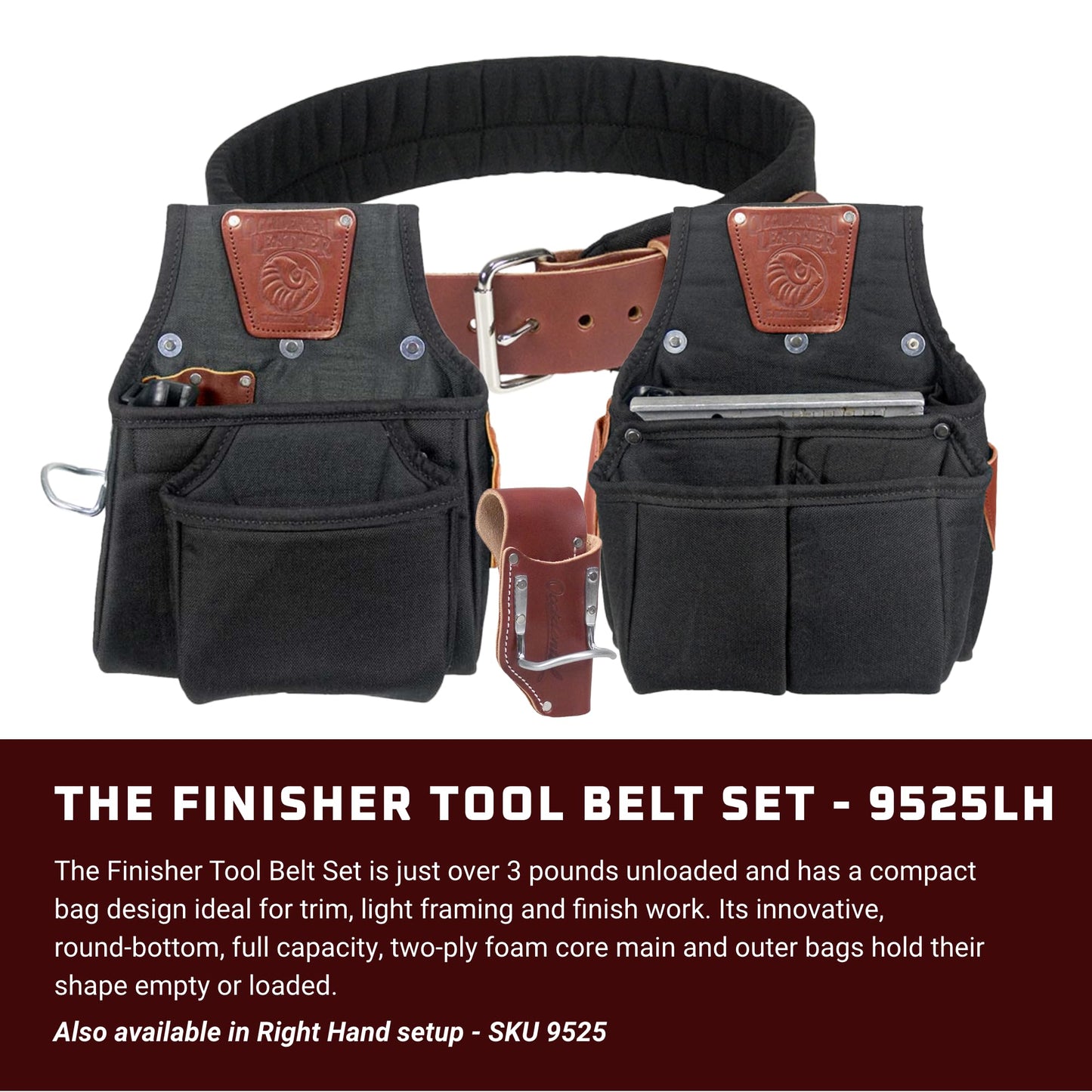 Occidental Leather The Finisher Tool Belt Set - X-Large, Left Hand - 25 Pockets & Tool Holders - Made in USA