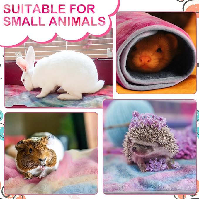 Reginary 4 Pcs Waterproof Guinea Pig Blankets Washable Small Animal Fleece Bedding Absorbent Guinea Pig Cage Liners Reusable Pet Pee Pad Sleep Mat for Hamster Ferret(Tie Dye Pattern,24 x 16 Inch)
