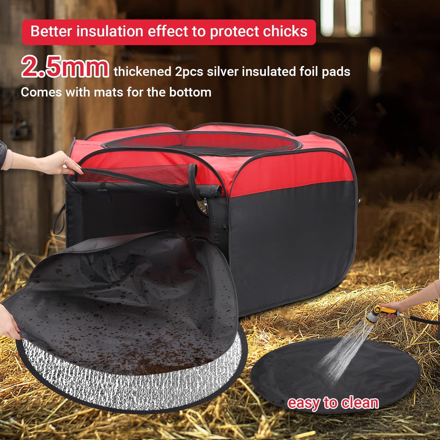 FAMIROSA Brooder Box for Chicks Starter Kit, Pop up Chicken Brooders, Collapsible Chicken Brooder Supplies, Breathable Brooding Box/Pen/Playpen/Pet Cage/Tent for Duck, Quail, Rabbits