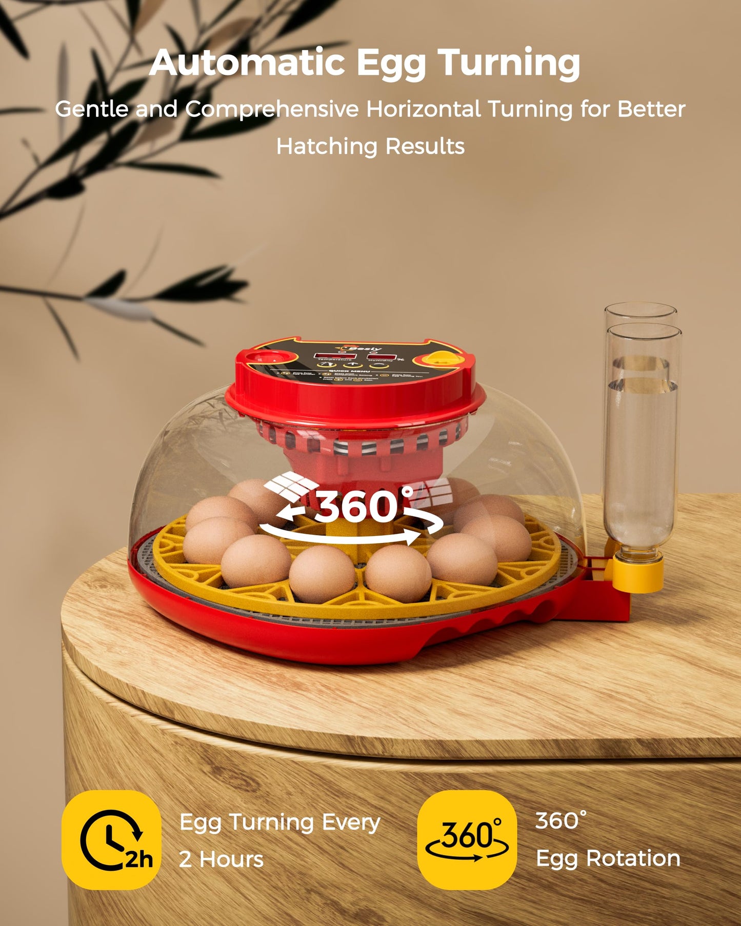 Incubator for Hatching Eggs,Automatic Turning,Temperature and Humidity Control Display,360° Viewing for Chicken, Duck, Quail Eggs, Ideal for Farm, Classroom, Home Use,2025 Upgraded 12 Egg Incubators