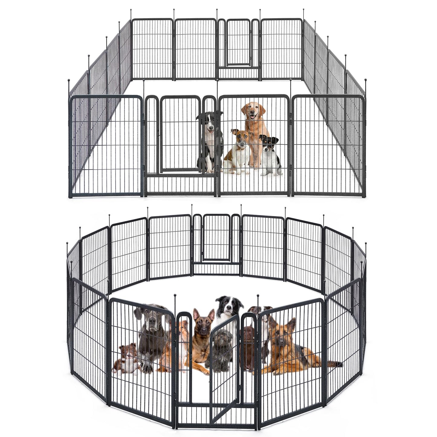 mestyl Dog Playpen, 40" Height 16 Panels Outdoor Pet Play Pen, Big Dog Exercise Play Pen for Large/Medium/Small Dogs, Foldable Puppy Pen for Indoor, Camping, RV, Anti-Rust Paint Finish, Quick Install