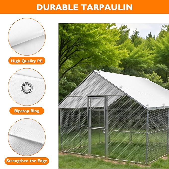 Chicken Coop Cover,11.48 * 6.23 FT Cover for Chicken Run Large Metal Chicken Coop Pen