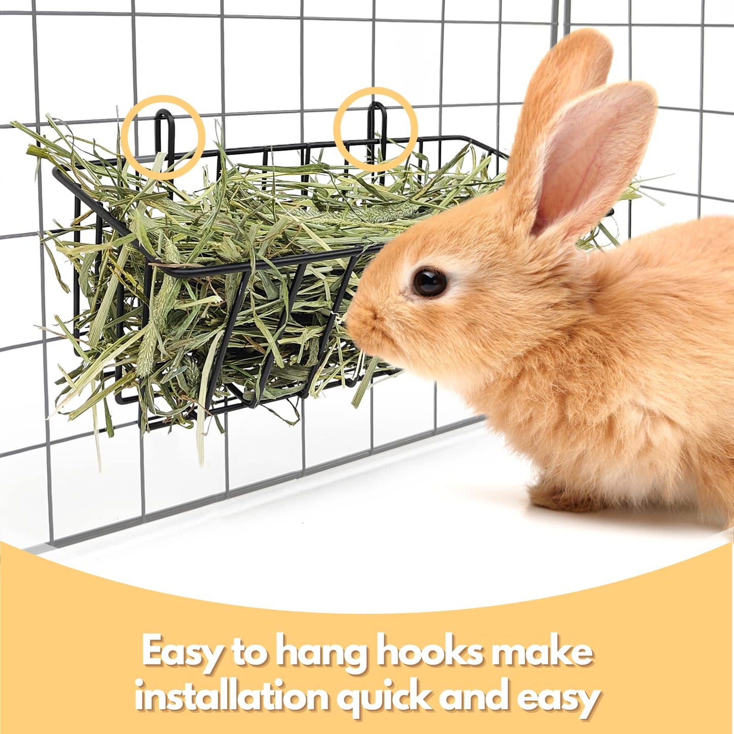 TiereCare Rabbit Hay Feeder - 2Pcs Metal Rack Hay Holder for Guinea Pig Small Animals Grass Rack for Bunny Chinchilla Cage Reduce Mess 9x4x3 Inch
