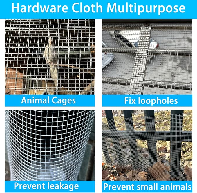 GARDEN & HOME Hardware Cloth 1/4 Inch 16in X 20ft,23 Gauge Hot Dip Galvanized After Welded Cage Mesh Roll Square Chicken Wire Netting Rabbit Fence Snake Fencing Rodent Animals Weasel Raccoons