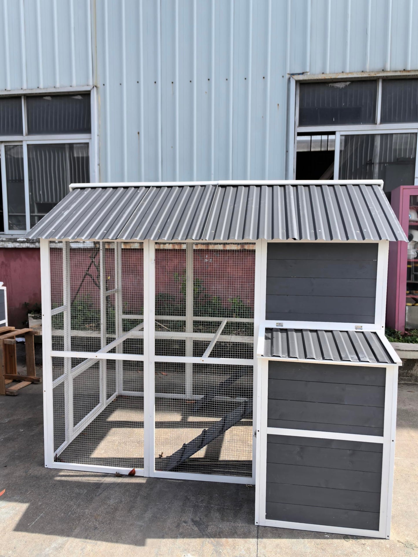 YOPTO Outdoor Chicken Coop for 10 Chickens,Extra Large Wooden Chicken House Nest Box Hen Houses with 2 Chicken Nesting Boxes,Poultry Pet Hutch w/Walk in Desgin,Ramp and Run,Waterproof Roof