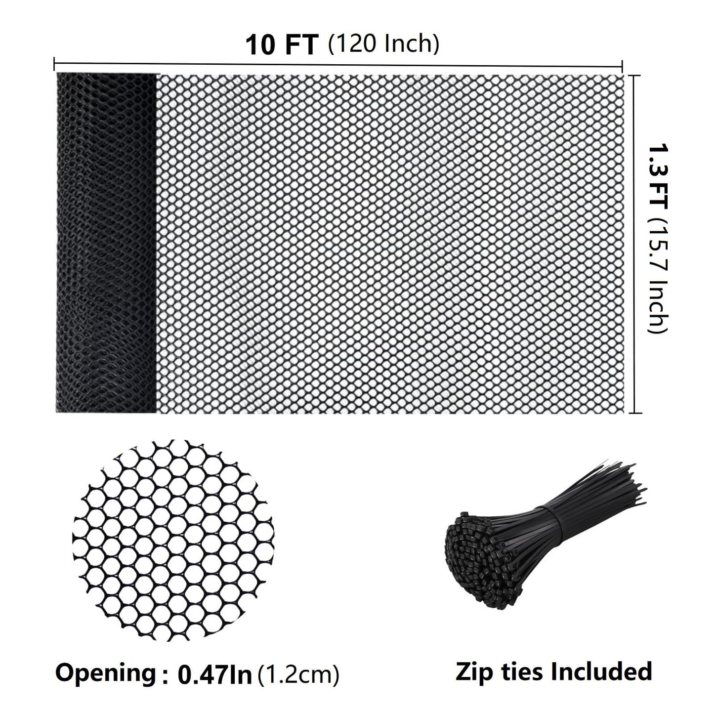 Plastic Chicken Wire Mesh Fence Roll 15.7IN x 10FT, Yuminroe Plastic Rigid Fencing & Netting for Poultry, Garden, Balcony, Dog Cat Snake Barrier
