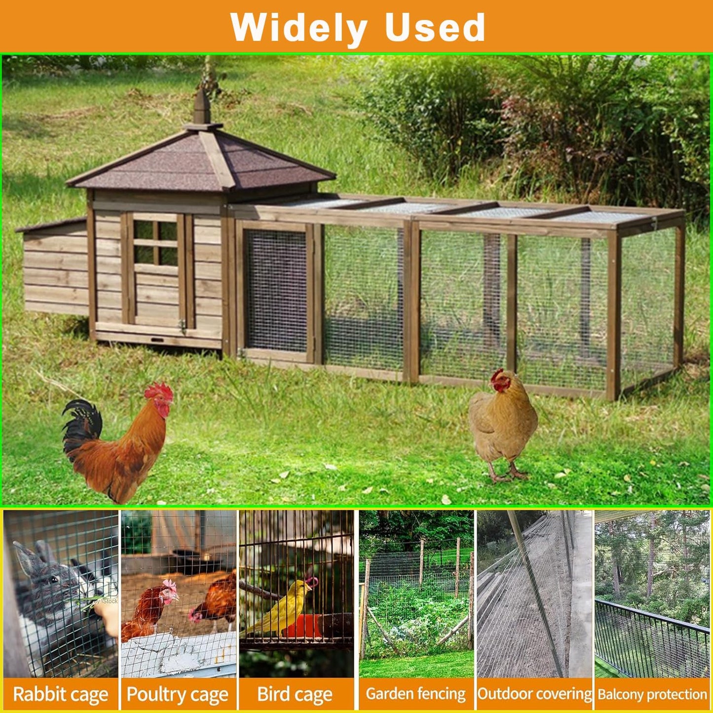 Hardware Cloth 1/4 Inch 8in X 20ft Galvanized After Welding 23 Gauge Square Chicken Wire Fence Mesh Roll Raised Garden Bed Plant Supports Poultry Netting Cage Snake Fence (8in x 20FT)
