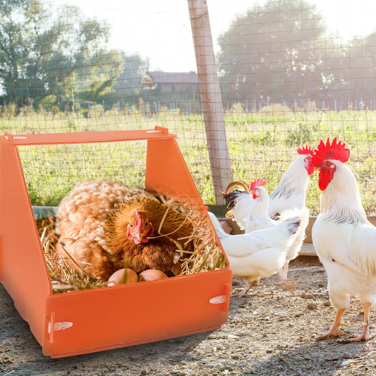 Touri 3 Pack Durable Chicken Nesting Boxes for Laying Eggs for Hens Ducks and Poultry, Orange