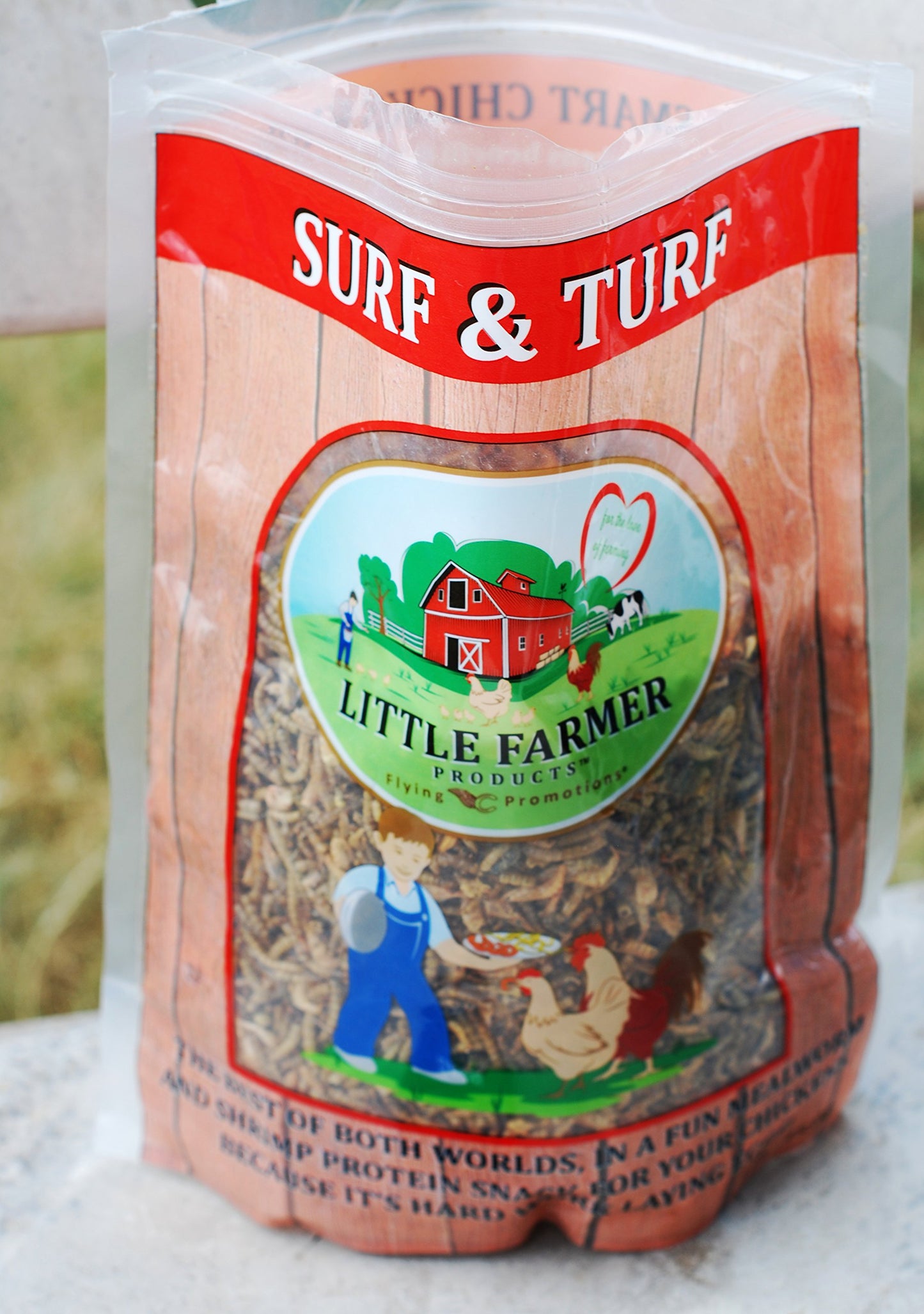 LITTLE FARMER PRODUCTS Surf & Turf | Dried River Shrimp & Mealworm Chicken Treat Premium Poultry Mix | 1 lb