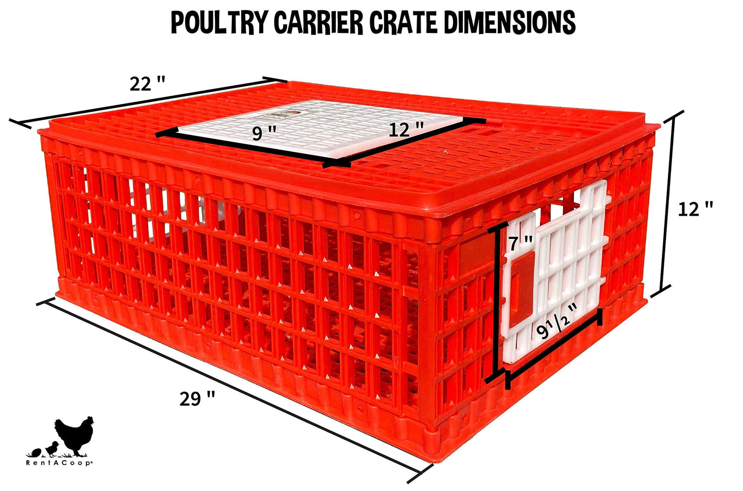 RentACoop Poultry Carrier Crate (Pack of 1) 29" L x 22" W x 12" H for Chickens