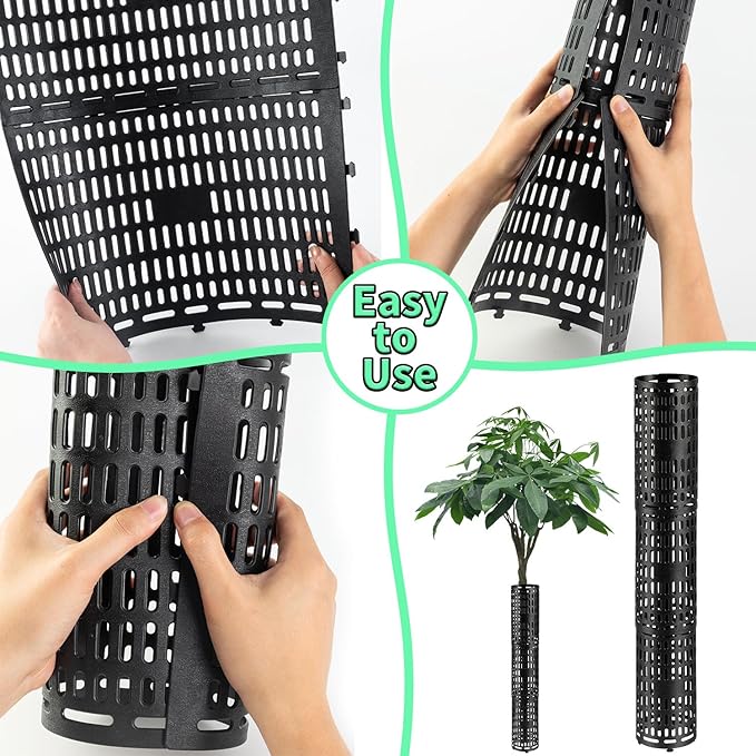 YGAOHF Tree Trunk Protector, 15 Pack Plant and Tree Guard Protector, Expandable Tree Bark Protector, Around Trunk Bark, Great Protection from Trimmers, Mowers, Animals (Black)